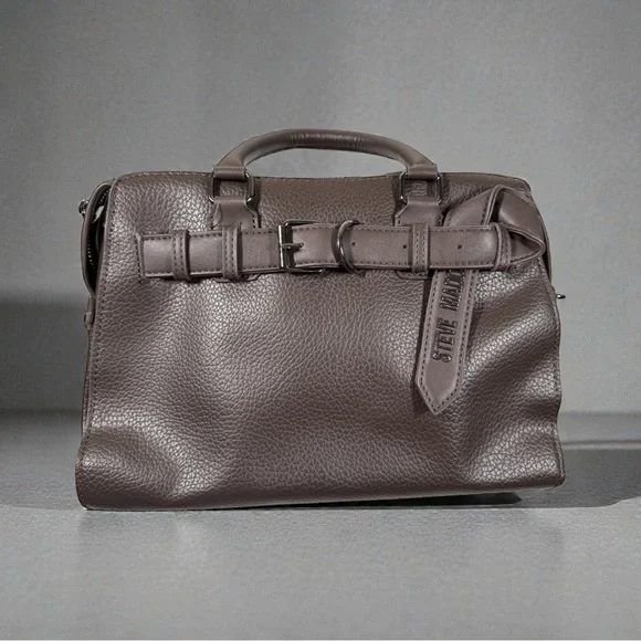 Steve Madden Brown Faux Leather Satchel Medium Handbag Crossbody - Picture 1 of 12